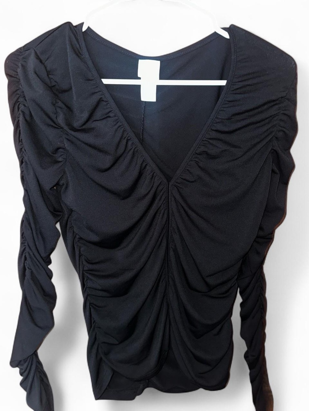 H&M Black Ruched V-Neck Top